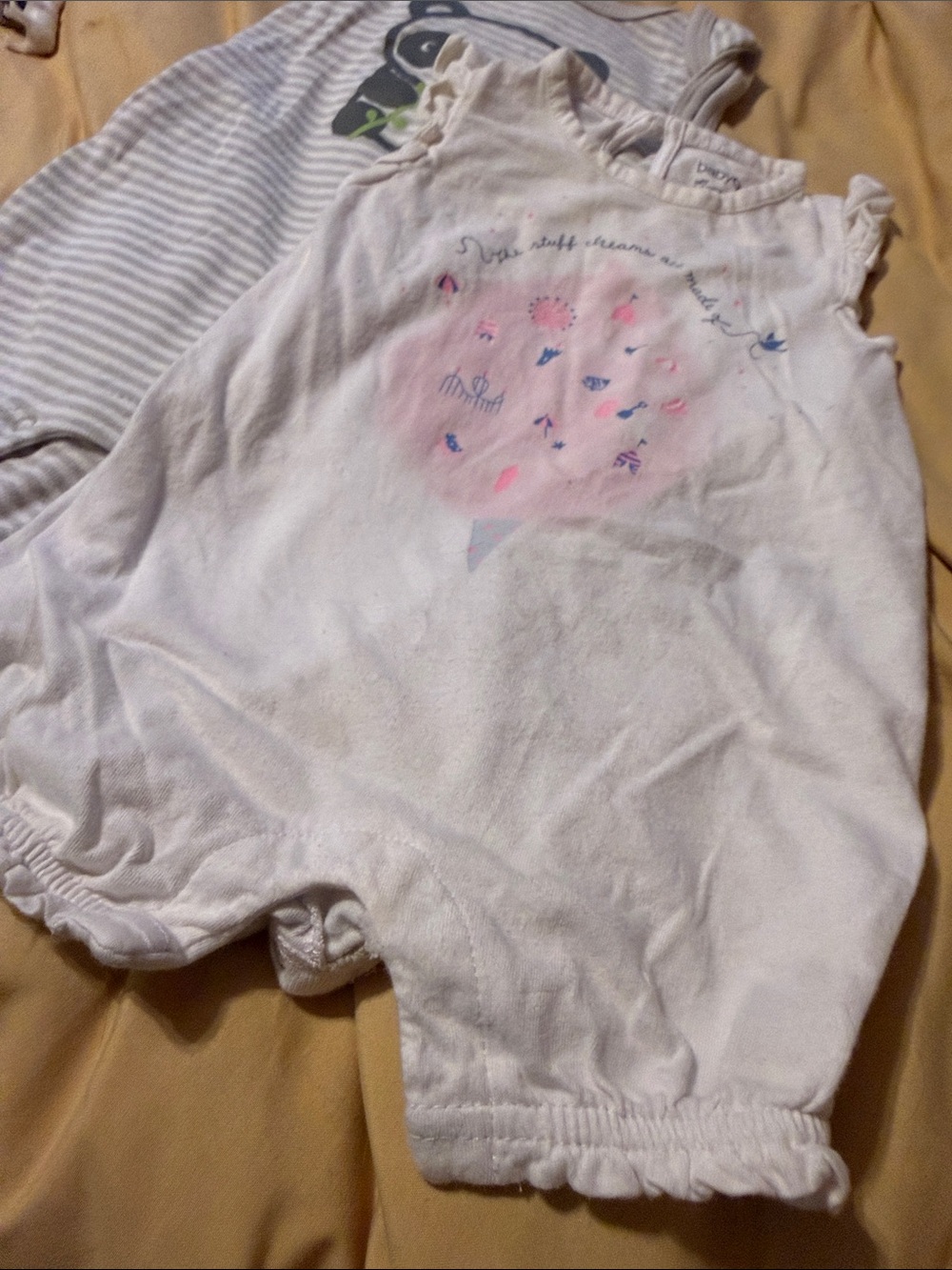GAP White Baby Romper with Pink Floral Graphic